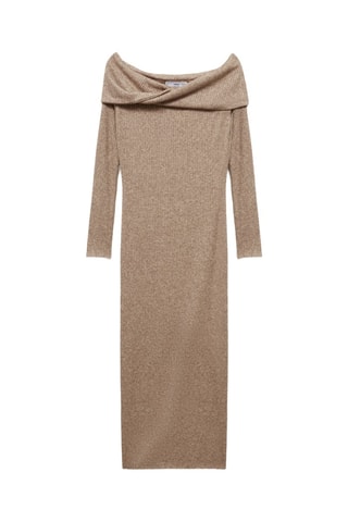 Robe maille épaules dénudées - Beige