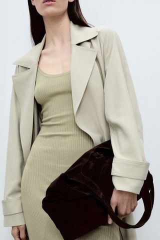 Robe midi en maille côtelée - Kaki