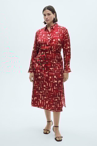 Robe chemisier imprimée - Rouge