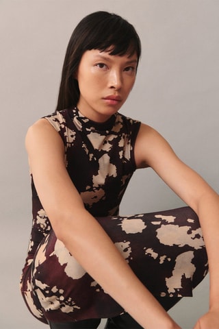 Robe midi imprimée - Bordeaux