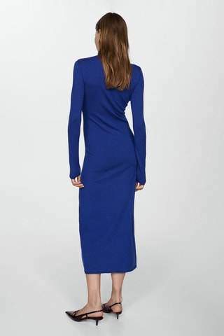 Robe maille col montant - Bleu électrique