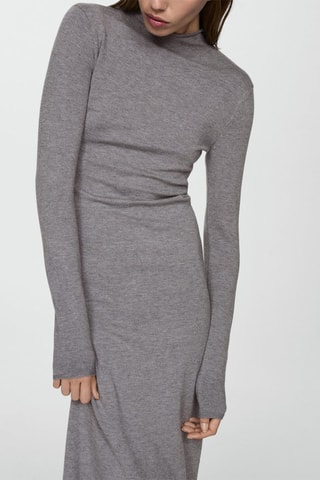 Robe maille col montant - Gris chiné