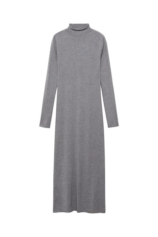Robe maille col montant - Gris chiné