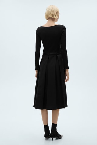 Robe plissée combinée ceinture - Noir