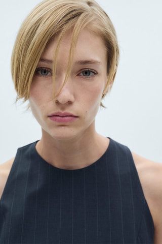 Robe courte fines rayures - Bleu marine foncé