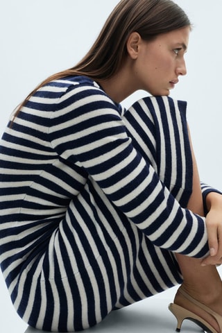 Robe en maille à rayures - Bleu marine