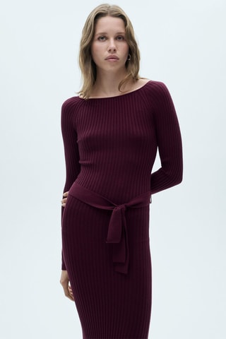 Robe maille côtelée - Bordeaux