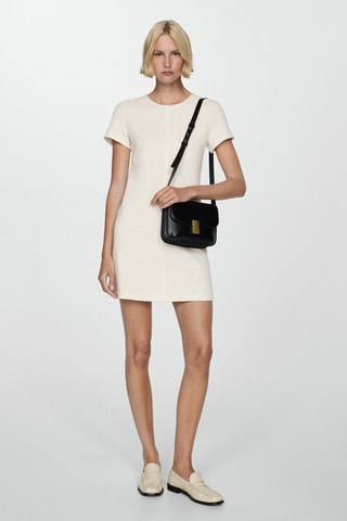 Robe courte tweed - Écru