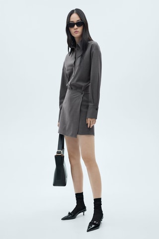 Robe chemise rayures tennis - Gris