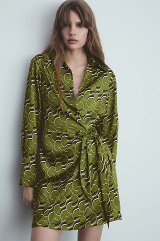 Robe satinée imprimée - Vert