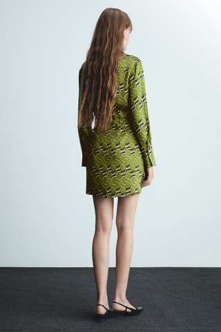 Robe satinée imprimée - Vert