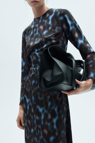 Robe satinée drapée imprimée - Bleu