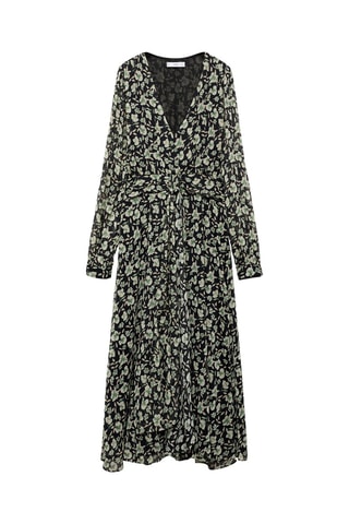 Robe en gaze à fleurs - Noir et blanc