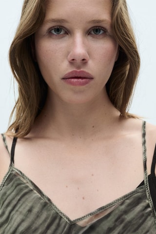 Robe imprimée double bretelle - Vert