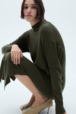 Robe maille col rond - Kaki