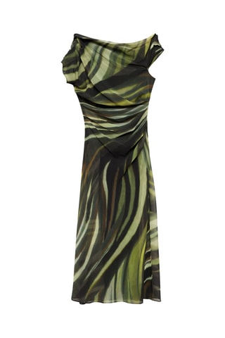 Robe imprimée détails drapés - Noir