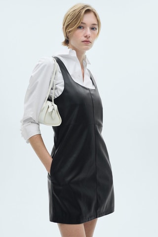 Robe chasuble similicuir - Noir