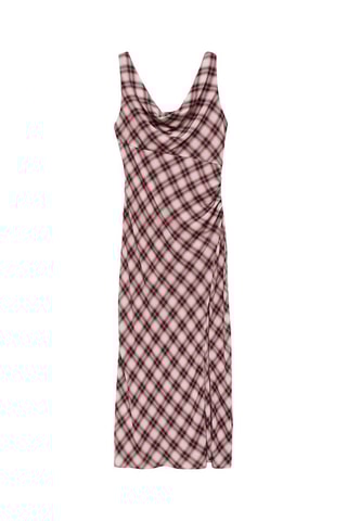 Robe midi en imprimé carreaux - Blanc et rouge