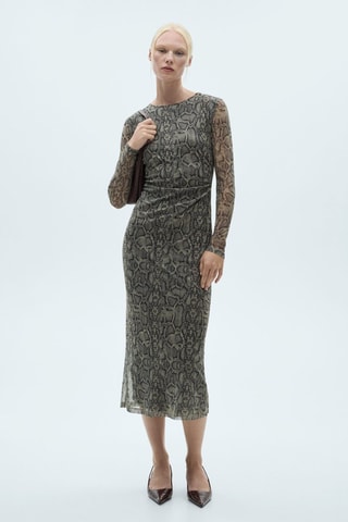 Robe maille filet en imprimé serpent - Gris