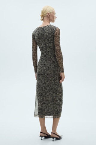 Robe maille filet en imprimé serpent - Gris