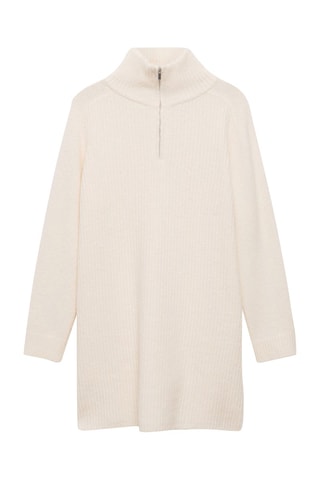 Robe maille côtelée fermeture Éclair - Écru