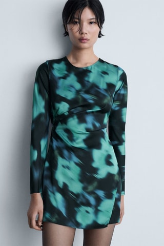 Robe courte imprimée - Noir et vert