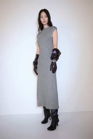 Robe midi épaules structurées - Gris