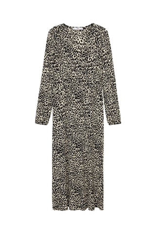 Robe longue imprimé léopard - Écru