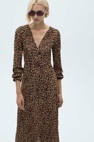 Robe longue imprimé léopard - Marron