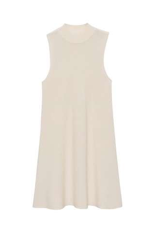 Robe maille col montant - Écru