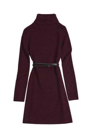Robe courte maille col roulé - Bordeaux