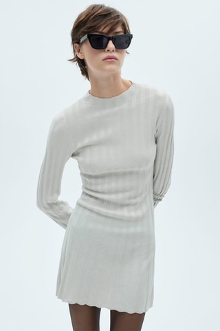 Robe maille col montant - Beige