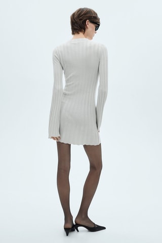 Robe maille col montant - Beige