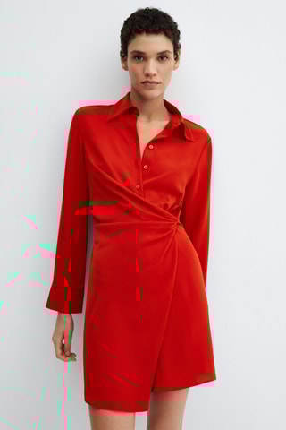 Robe cache-cœur drapée - Rouge