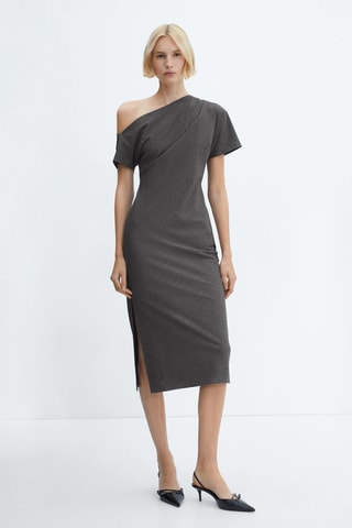 Robe asymétrique ouverture latérale - Gris medio vigoré