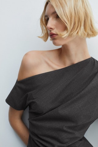 Robe asymétrique ouverture latérale - Gris medio vigoré