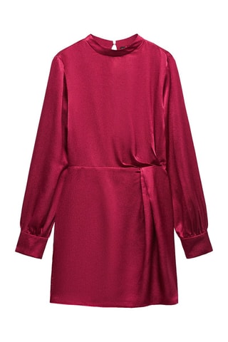 Robe satinée manches bouffantes - Rouge moyen
