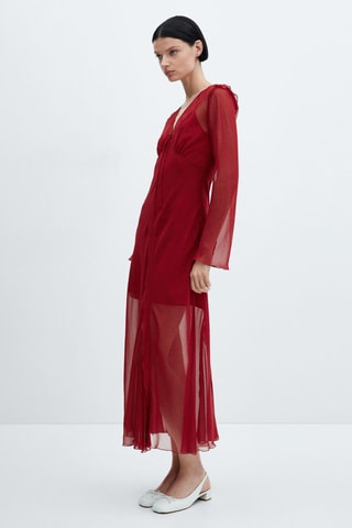 Robe imprimée à noeud - Rouge