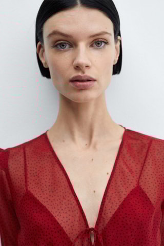 Robe imprimée à noeud - Rouge