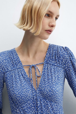 Robe imprimée à noeud - Bleu