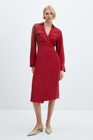 Robe midi cache-cœur - Rouge