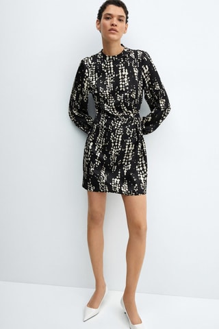 Robe imprimée plissée - Noir