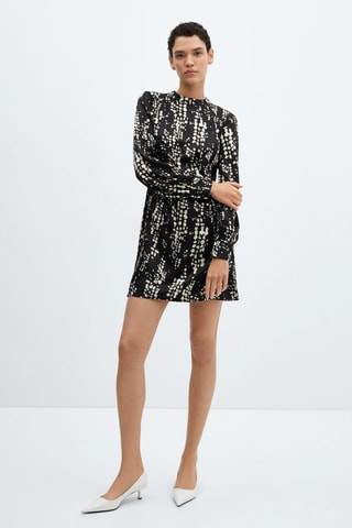 Robe imprimée plissée - Noir