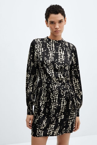 Robe imprimée plissée - Noir