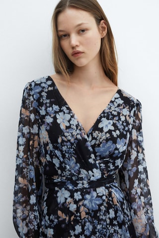 Robe fluide à imprimé floral - Noir