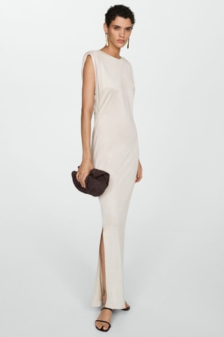 Robe maille épaulettes - Écru