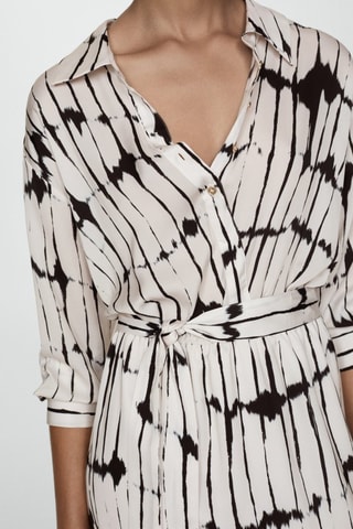 Robe chemisier imprimée - Blanc cassé et noir