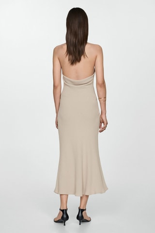 Robe emmanchures américaines col drapé - Beige