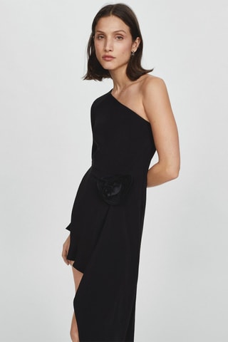 Robe asymétrique maxifleur - Noir