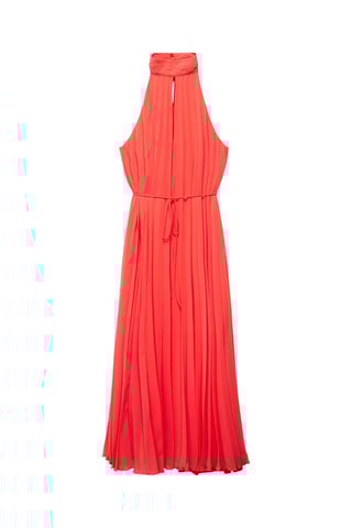 Robe plissée emmanchures américaines - Corail
